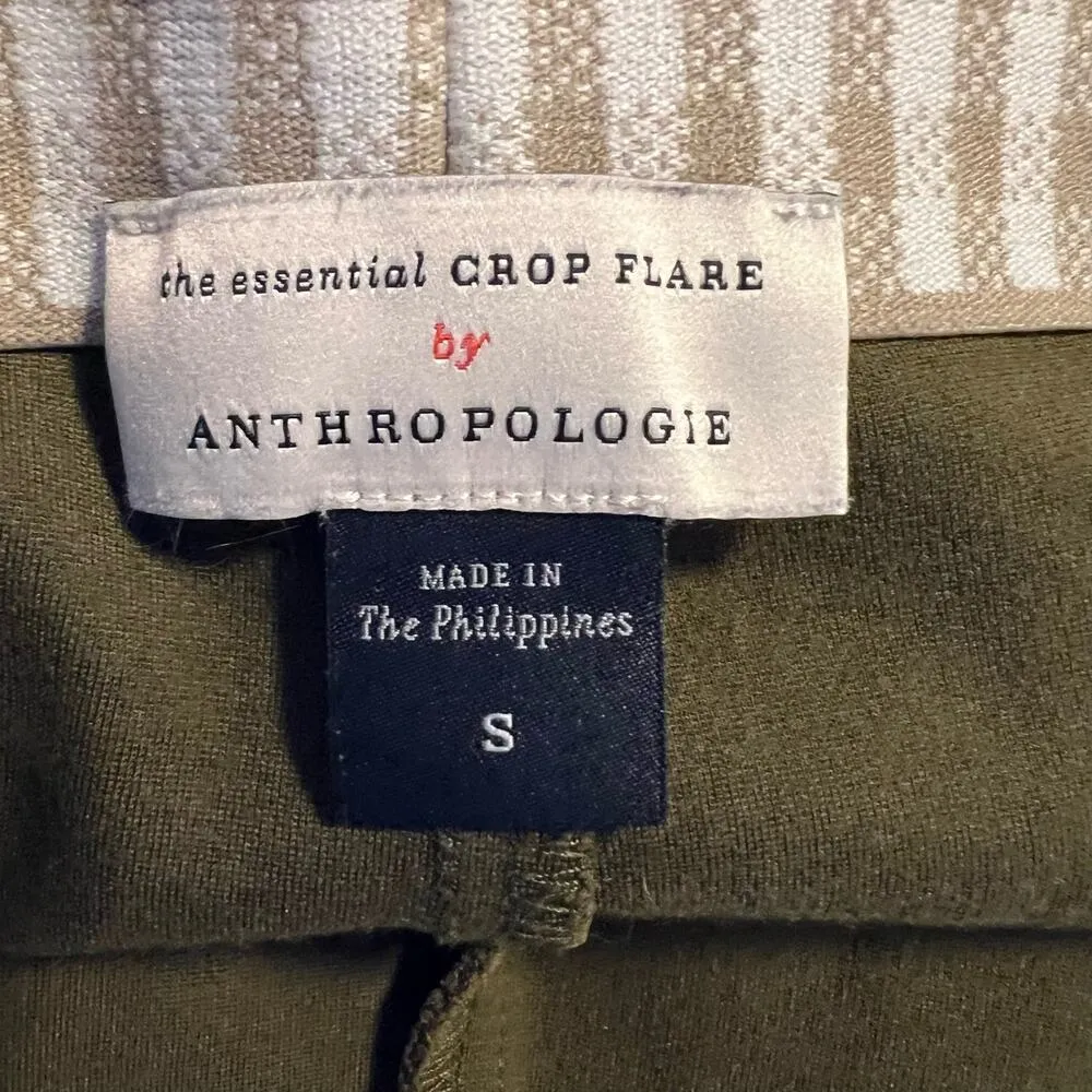 Anthropologie Pant Small Essential Crop Flare Green - Image 4