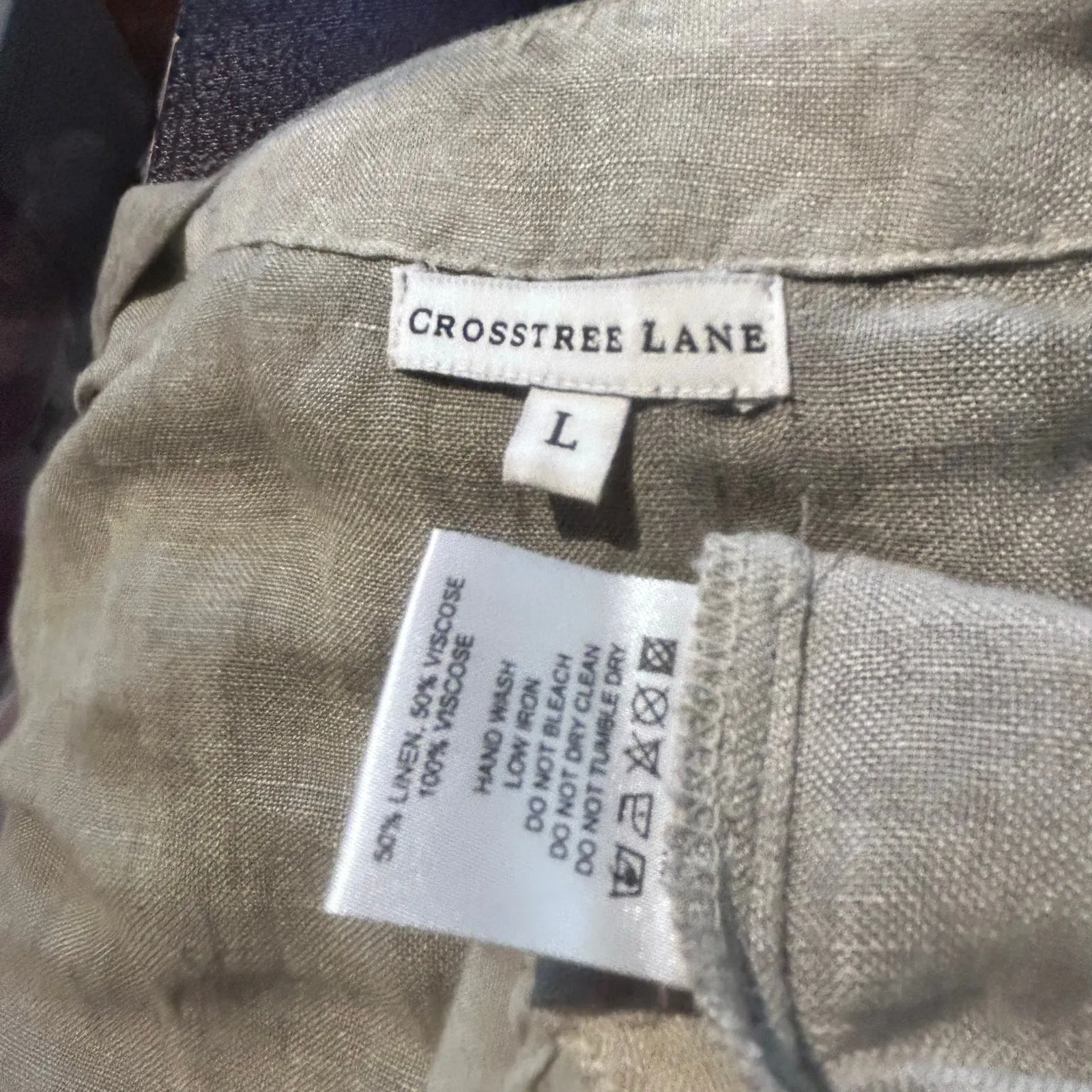 Crosstree Lane Open Top Bell Sleeves Shirttail Ruffle Hem Linen SZ LG Brown Boho - Image 9