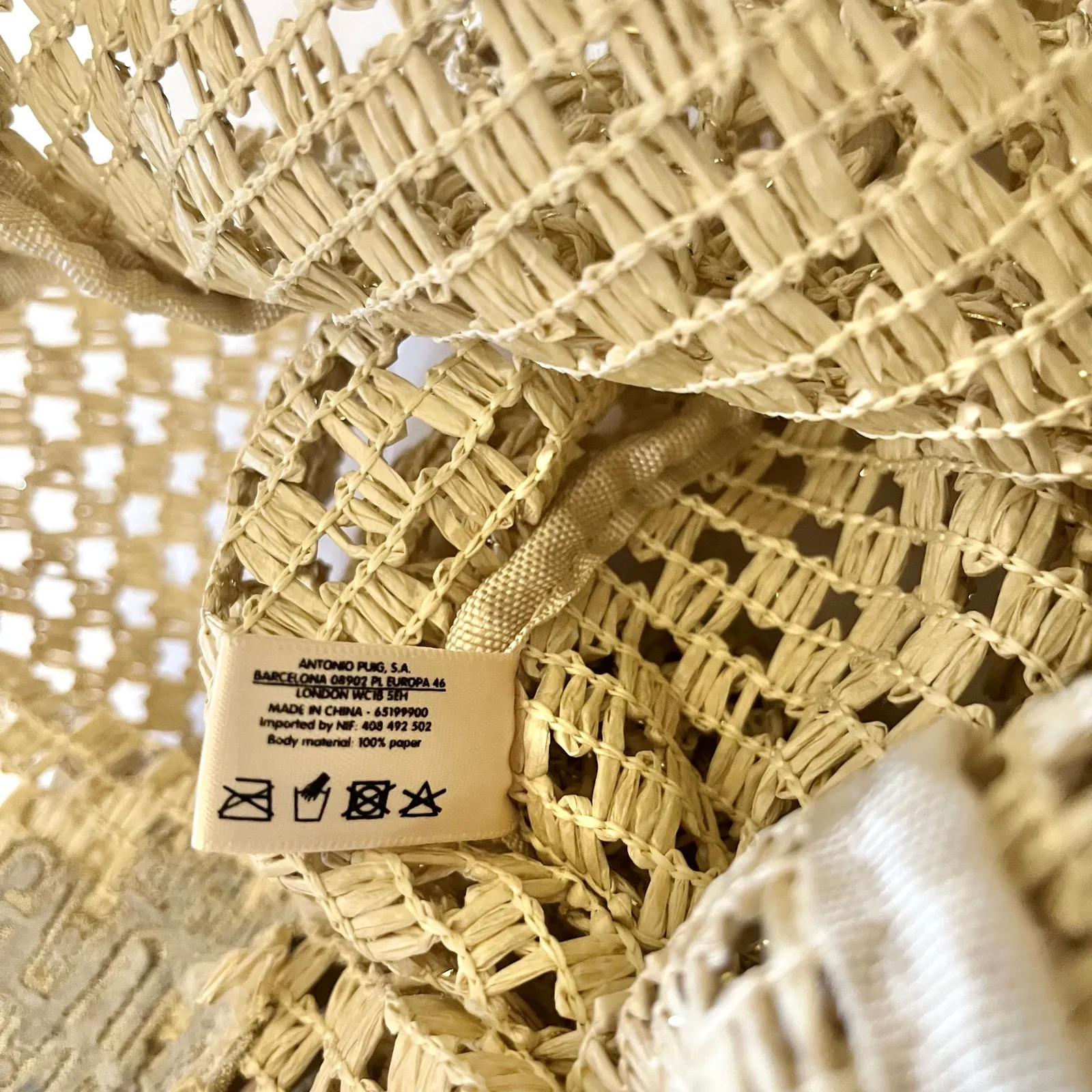 Jean Paul Gaultier Parfums Sparkling Straw Tote Bag Handbag Gold - Image 6