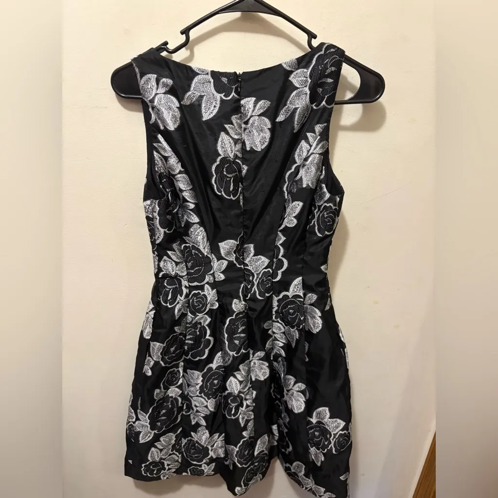 Prabal Gurung‎ Collective Black Floral Jacquard Flare Dress size 2 - Image 6