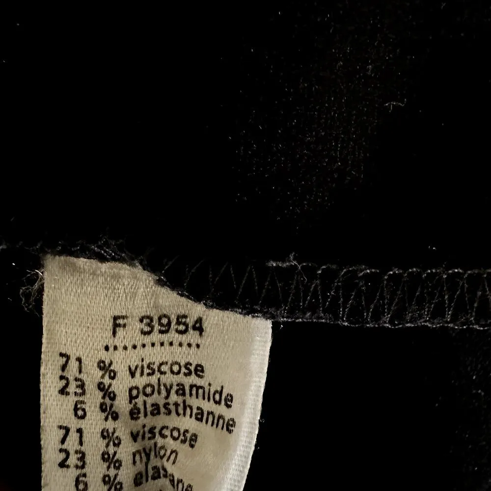 Lacoste Pencil Mini Skirt Side Slits Elastic Waist Pullover Viscose Black 34 S - Image 3