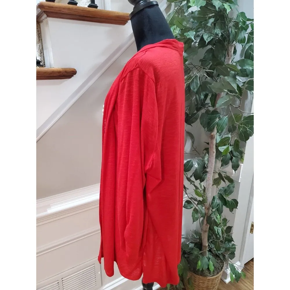 French Laundry Womens Polyester Red Long Sleeve Cardigan Sweater Size 18/20 - Image 5