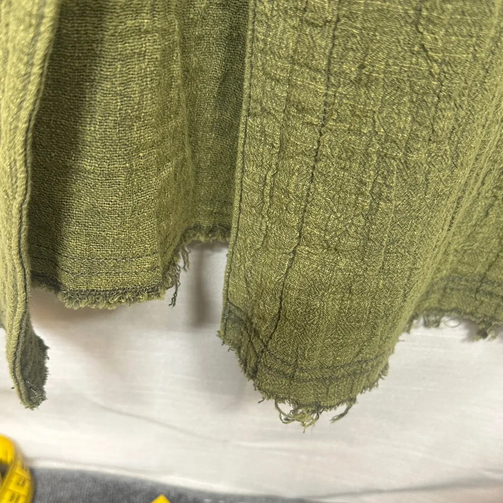 POLOversized  Olive Button-Up Shabby Chic Shirt /Jacket with Peace Sign - Image 13