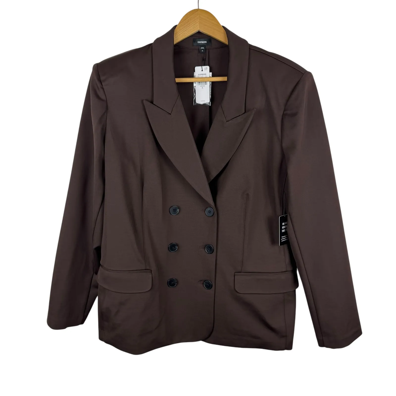 NWT Express Womens Columnist Double Breasted Cropped Blazer Sz XL Brown Business - Image 2
