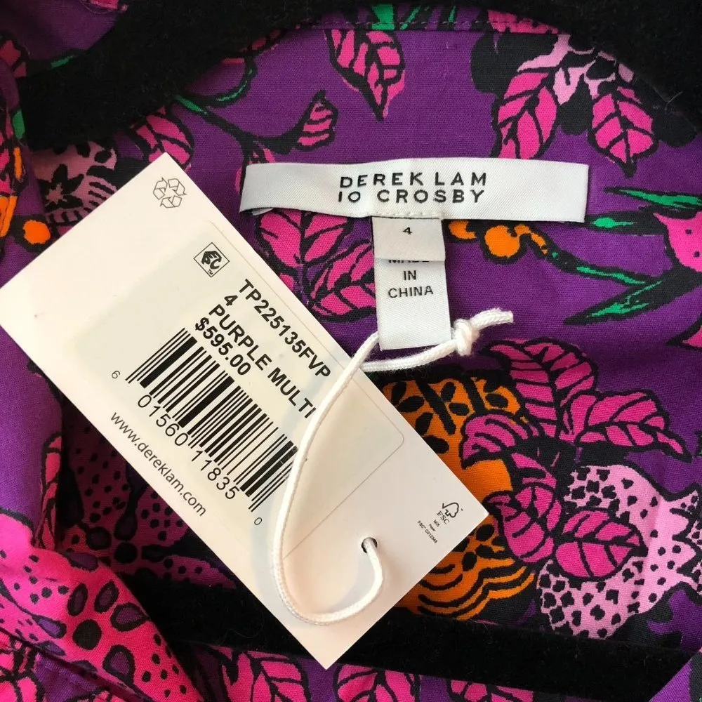 NWT Derek Lam 10 Crosby Purple Multi Preston Belted Utility Jumpsuit Size 4 - Image 5