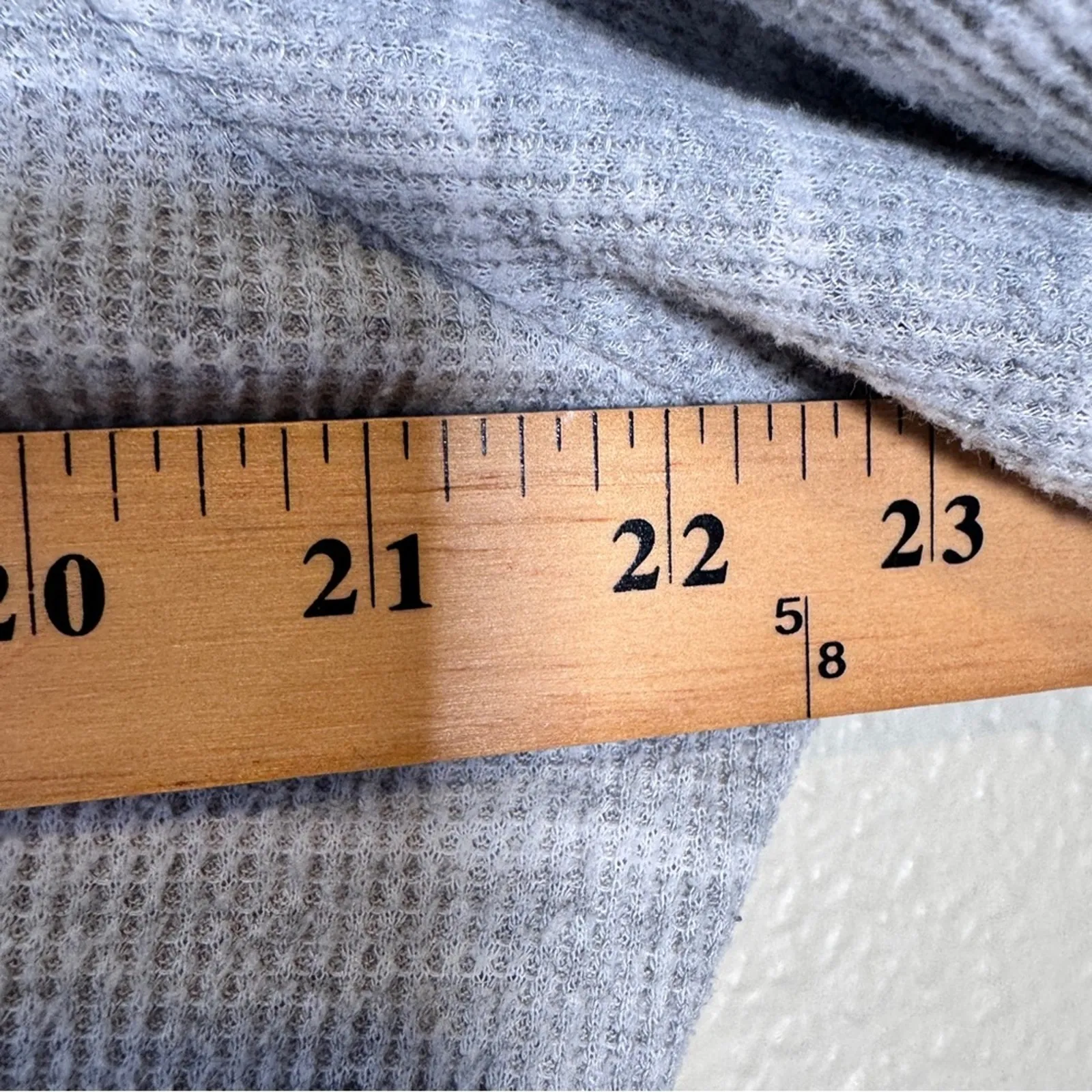 Rachel Parcell Grey Striped Thermal PJ Shirt Women’s L Pajamas Waffle Knit Fall - Image 5