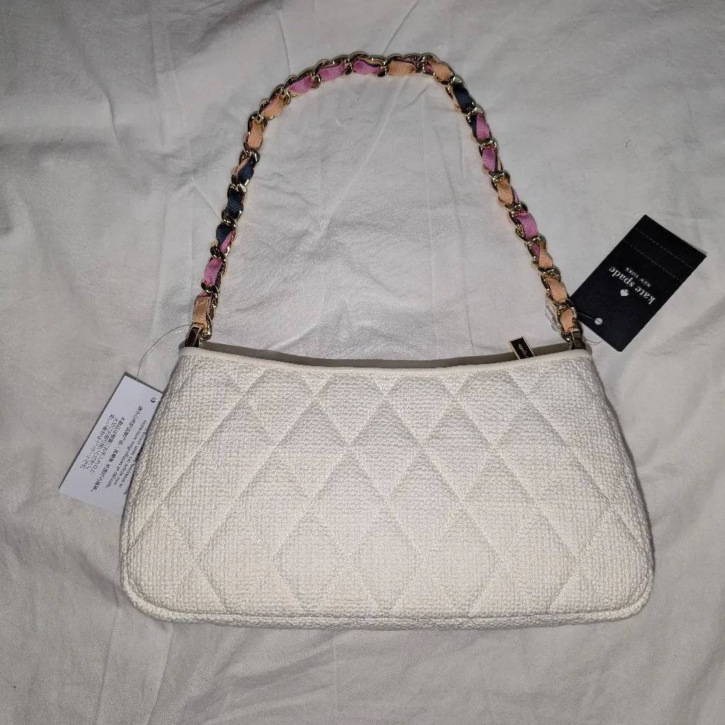 NWTS Kate Spade Textured Tweed Carey 2 Way Purse Cream/White - Image 2