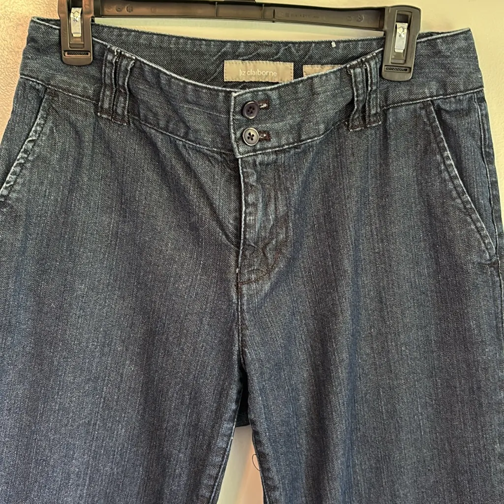 Liz Claiborne Deep Indigo Relaxed Wide Leg Jeans Audra Size 10 Business Casual - Image 4