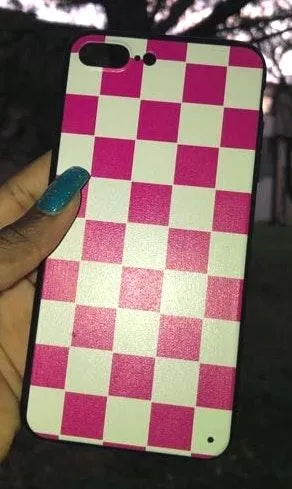 iPhone 8 Plus Rose Checkered Case - Image 5