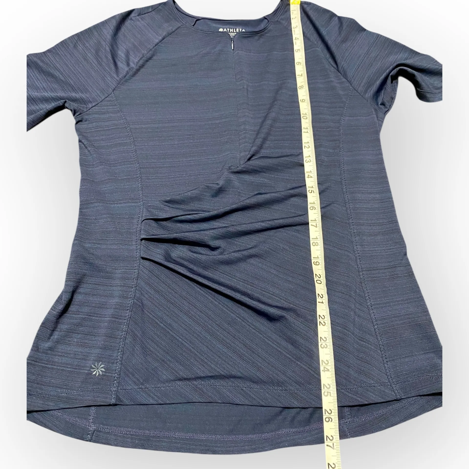 Athleta Pacifica Wrap Front Tee Navy Blue Size Large Run Swim Surf UPF 50+ - Image 7