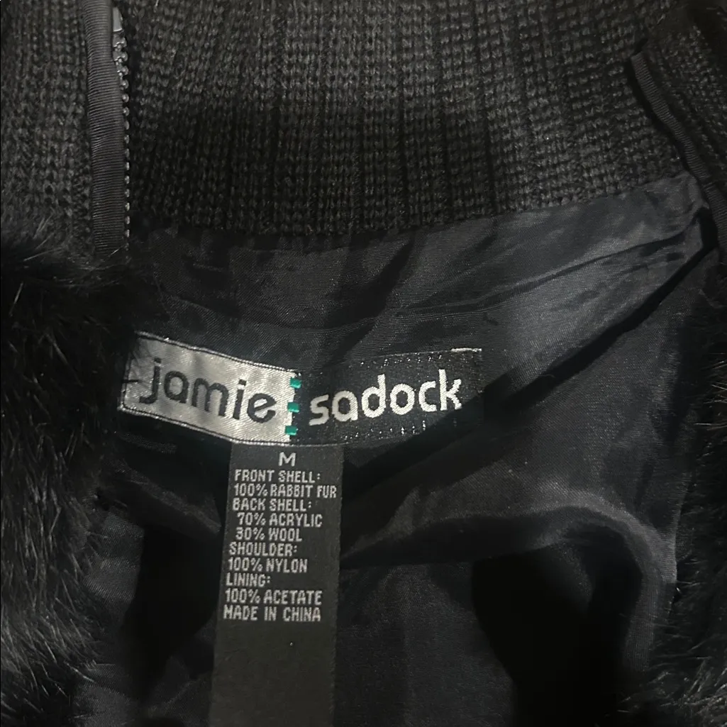 Jamie Sadock Black Rabbit Fur Wool Blend Zip Vest Size Medium - Image 7