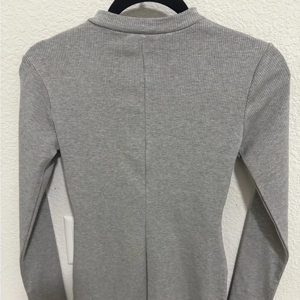 Naked Wardrobe Gray Ribbed Zip It For Me Snatched Mini Dress Size Medium 1/2 Zip - Image 8