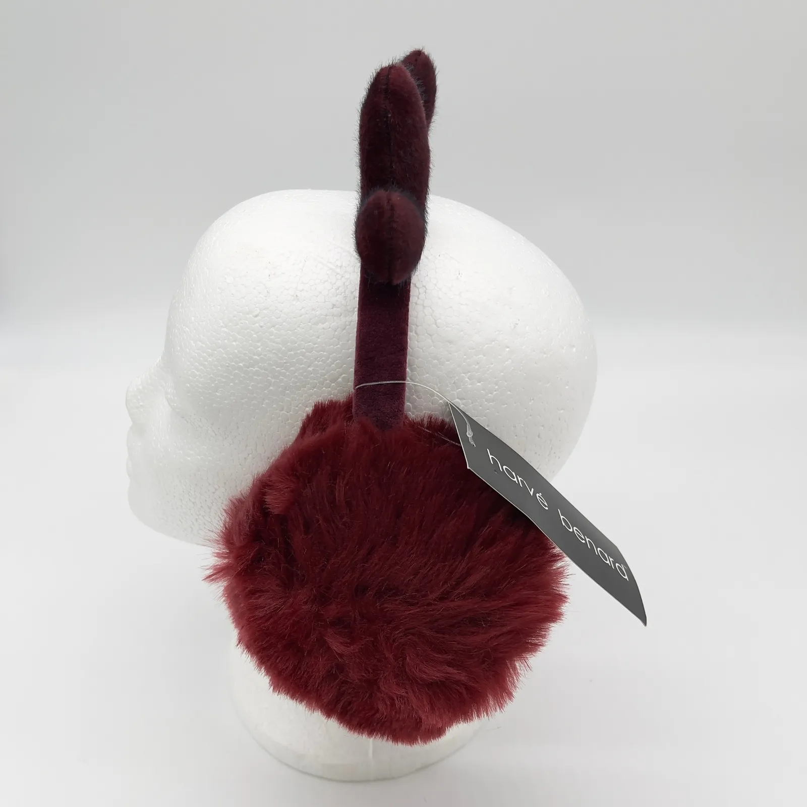 Herve Benard Faux Fur Earmuffs Antlers OS Winter Après Ski Festive Reindeer Red - Image 2