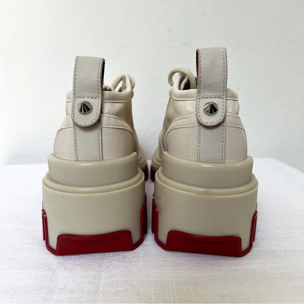 NWOB Christian Louboutin Panamic Dune Donna Lug-Sole Platform Sneakers in Tan - Image 3