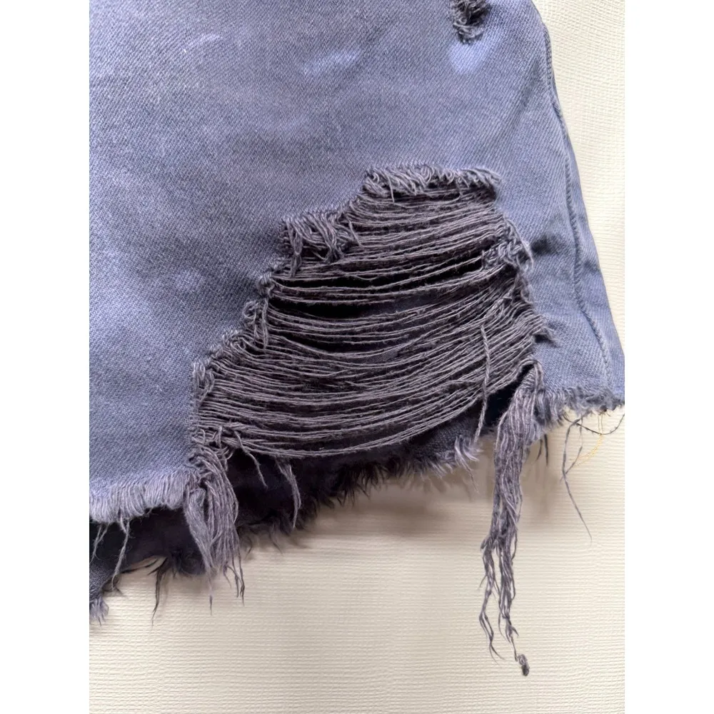 Levis 501 Denim Jean Shorts Women 31 Blue Bleached Button Fly Distressed Cut Off - Image 3