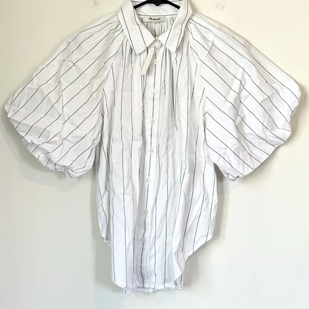 NWT Madewell Shirred Bubble-Sleeve Button-Up Shirt - Size: Medium - Image 2