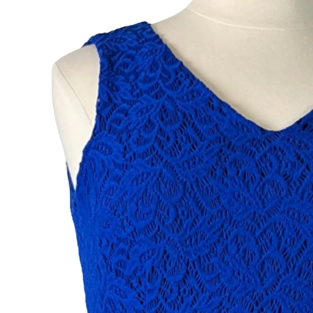 Alex Marie Fit Flare Dress Lace V-neck Sleeveless Royal Blue Plus Women’s 14 - Image 9