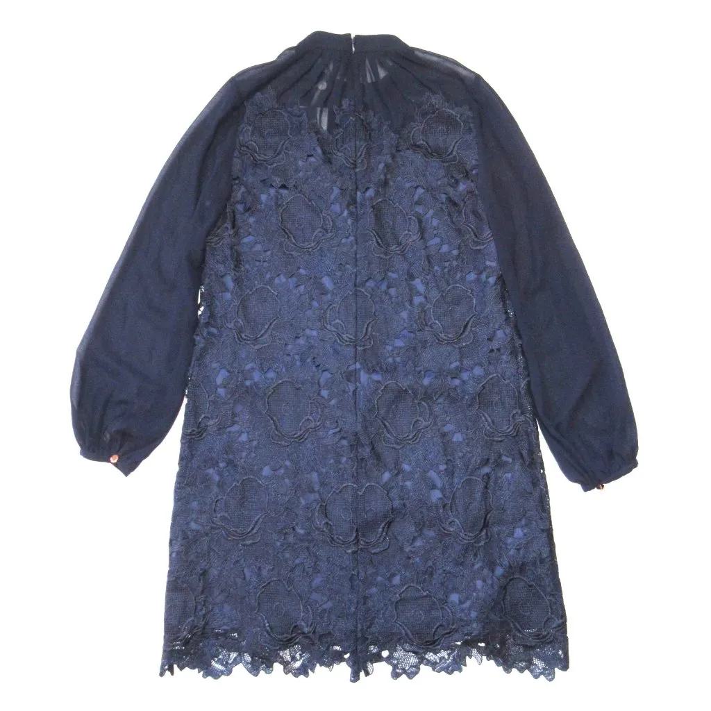 NWT Ted Baker Amalie in Dark Blue Lace Overlay Shift Dress 3 / US 8 $209 - Image 11
