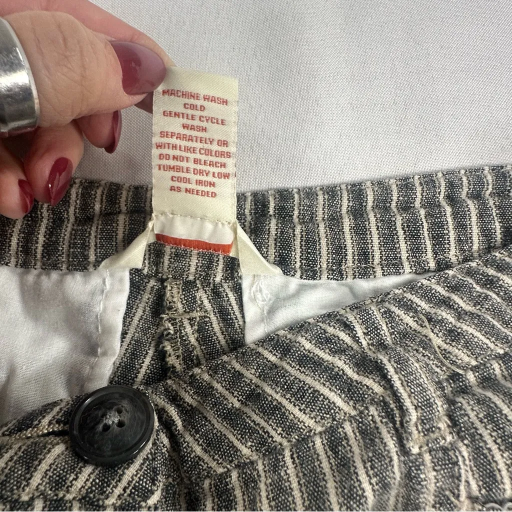 Sundance Linen Blend Pants Womens 2 Beige Black Striped Wide Leg Trousers - Image 8