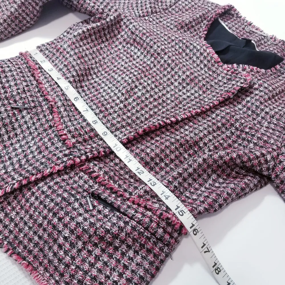 White House Black Market Wool Blend Tweed Metallic Blazer - Image 5