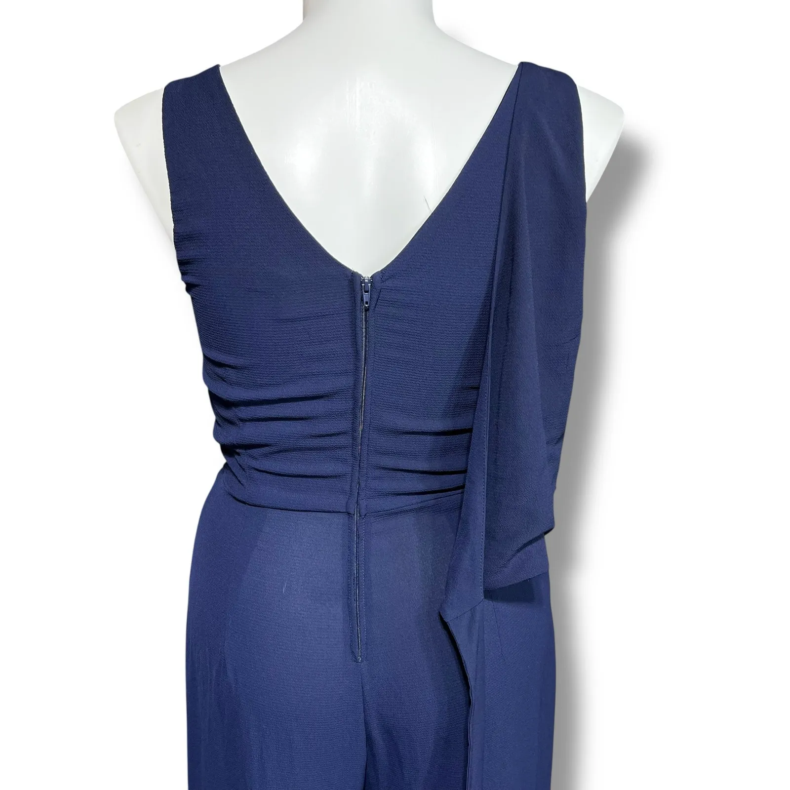 Speechless Womens Jumpsuit Sleeveless V Neck Wide Leg Tie Waist Navy Blue XL - Image 11