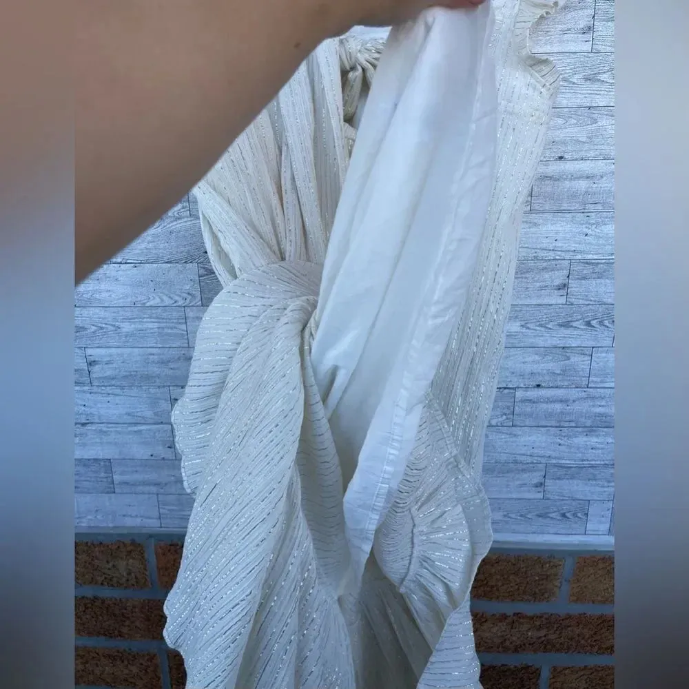 Maisonette x Erin Walsh women’s Ottilie tie back House dress XL Silver - Image 16