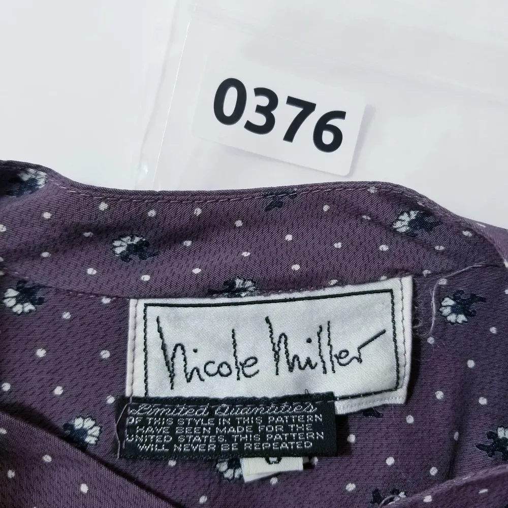 Vintage 70's 80's Dress Nicole Miller Pleated Printed High Neck - Image 9