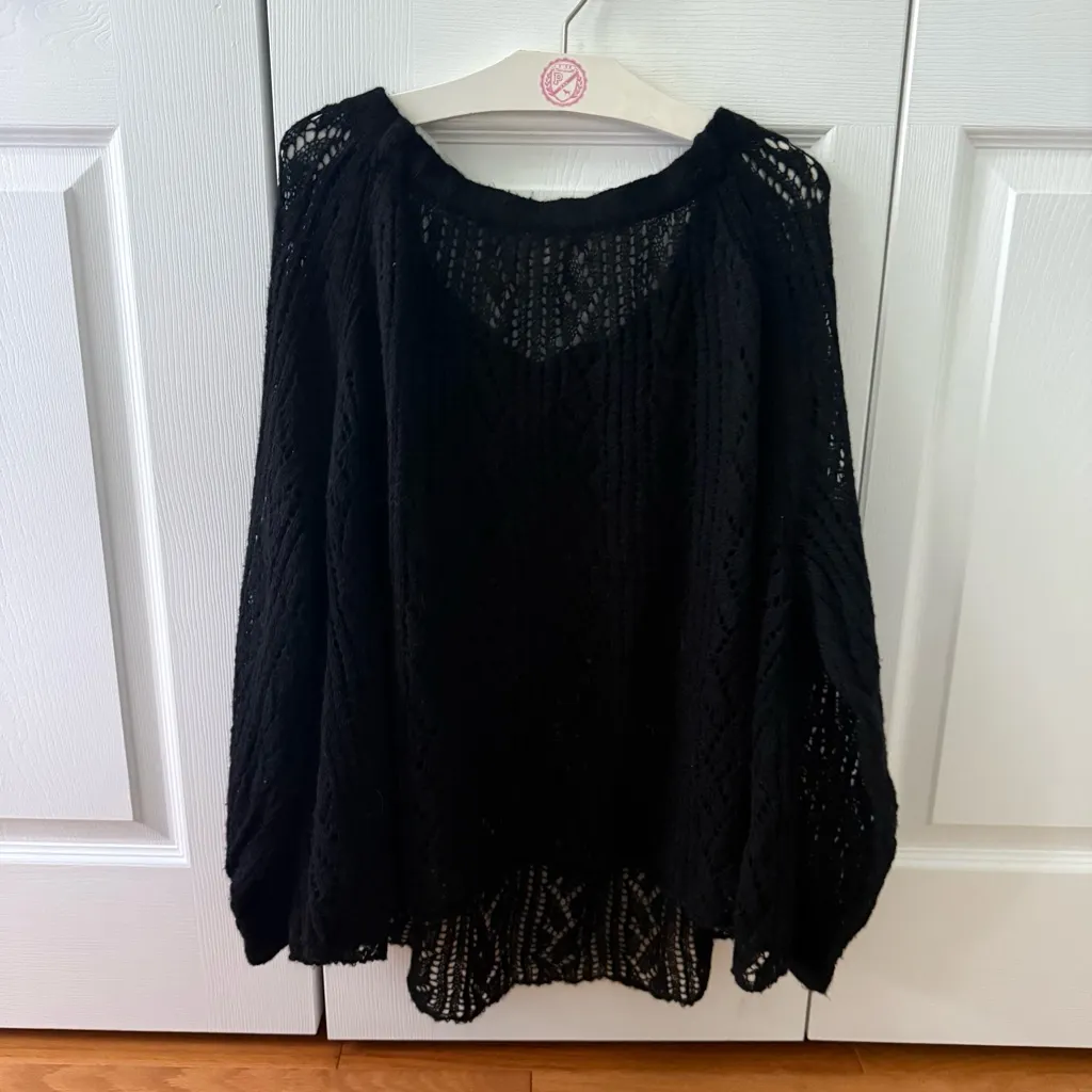 Free People Open Knit Black Slouchy Sweater - Image 3