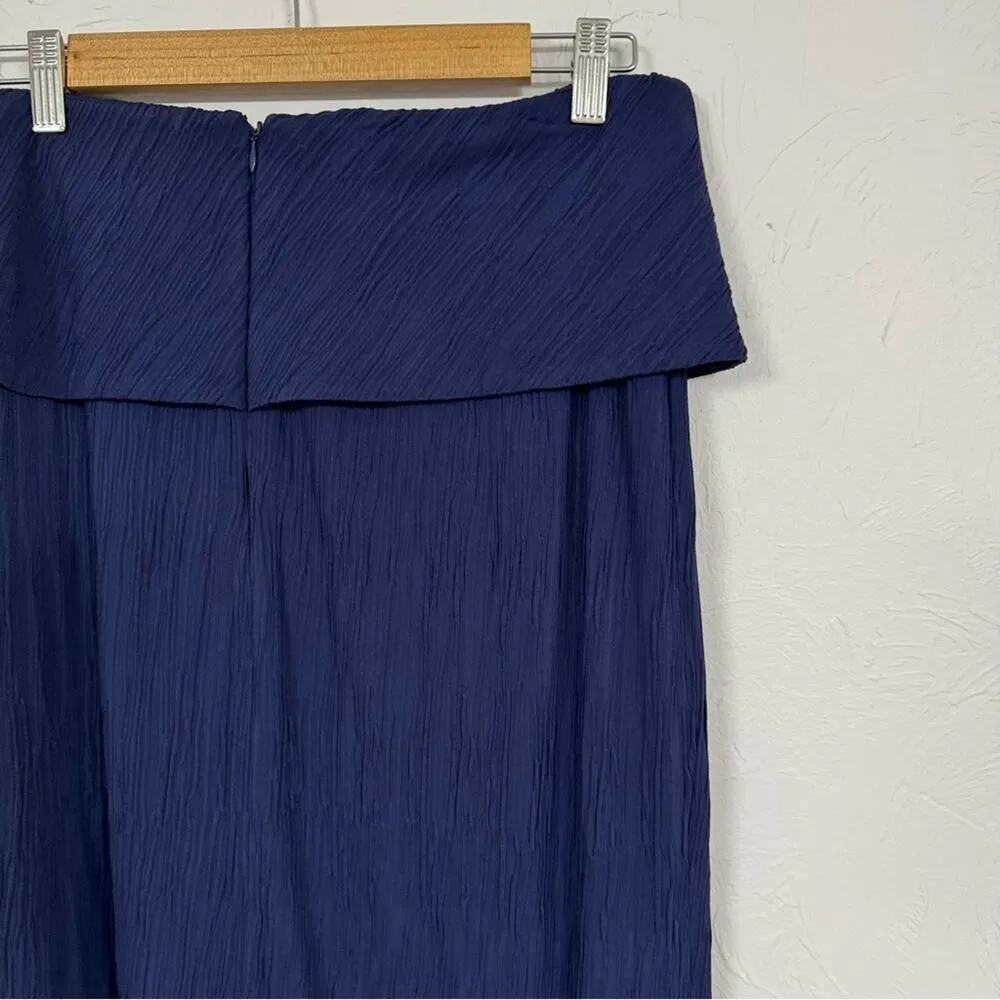 MM Lafleur Navy Blue Montgomery Pleated Skirt Womens 8 Lagenlook Designer Artsy - Image 9