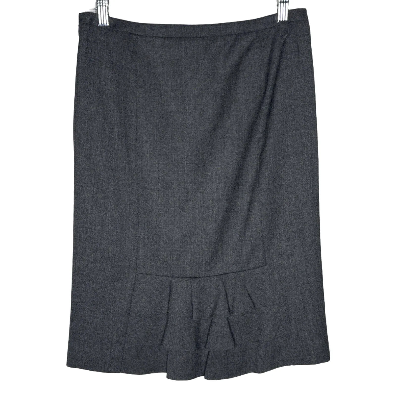 Talbots Skirt Womens 2 Gray Pencil Skirt Ruffle Back Neutral Minimalist Feminine - Image 2