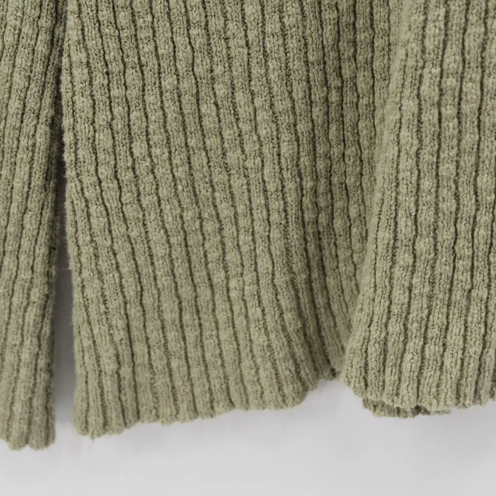 Free People FP Beach Adelaide Wide Flare Leg Pants Rib Knit Green Pockets Medium - Image 5