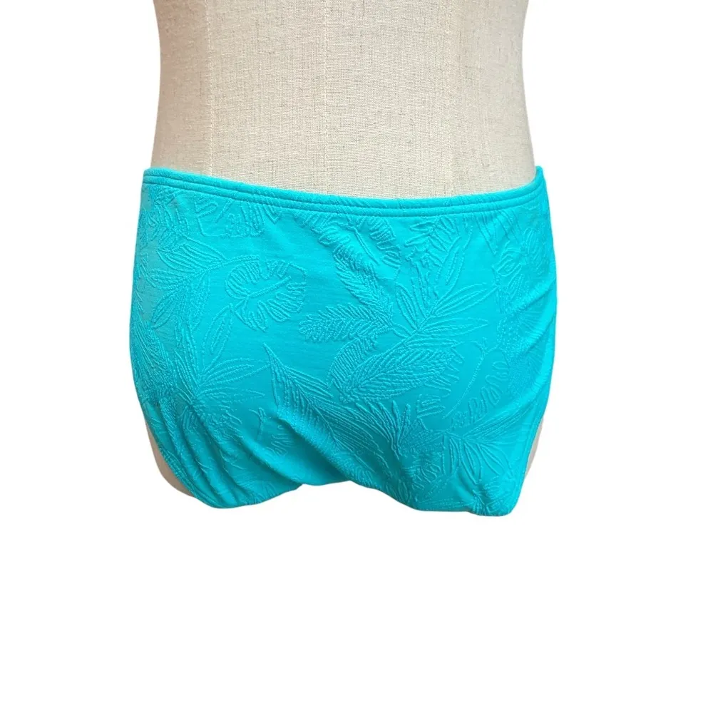 Venus Texture Scoop Bikini Bottom Size 10 Swimsuit Blue Tropical‎ Palm Vacation - Image 7
