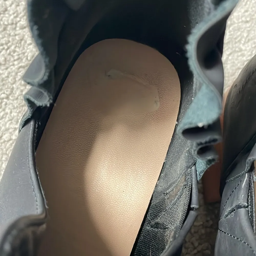 Matte Black Chunky Heeled Ruffle Ankle Bootie | Size 7.5 - Image 5