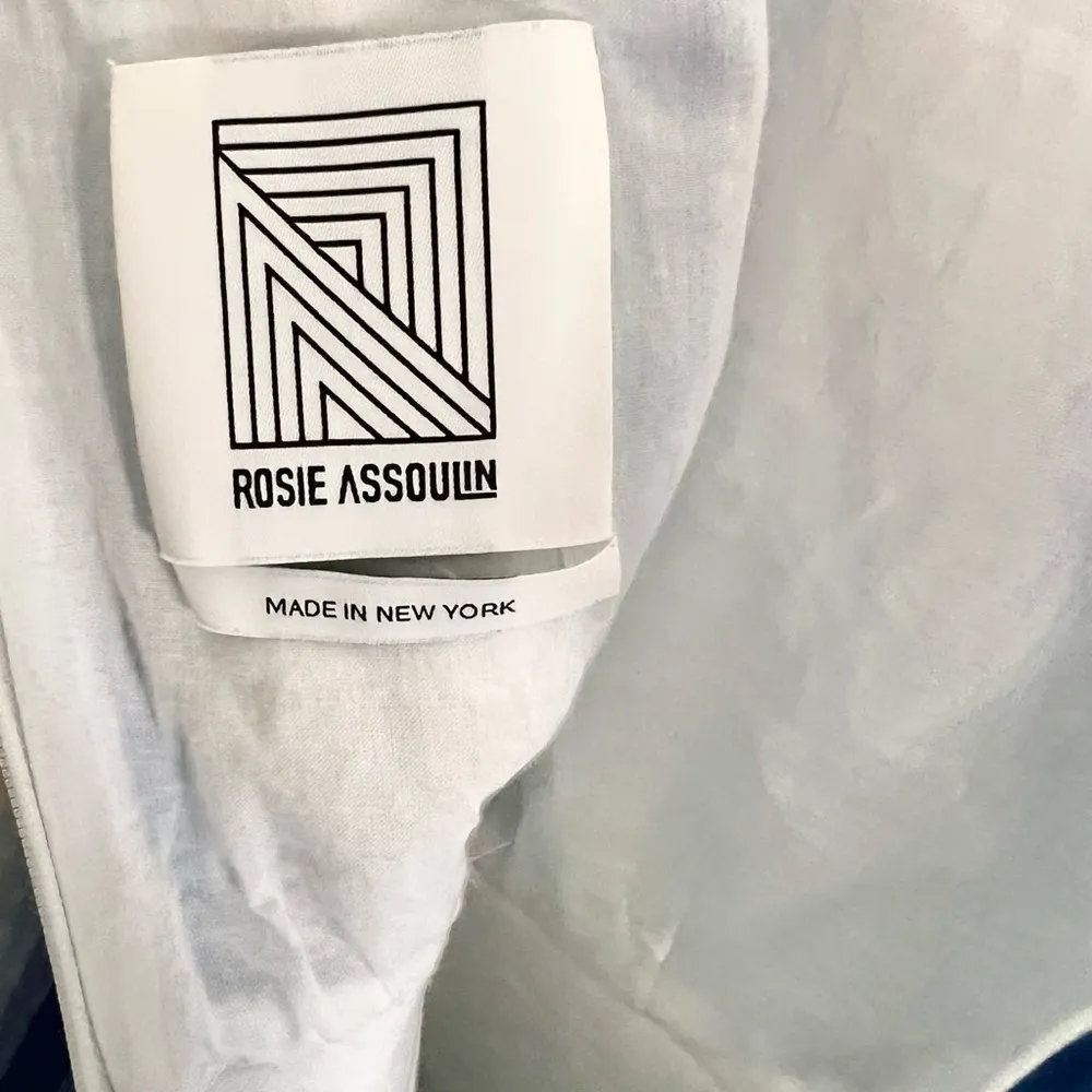 NWOT Rosie Assoulin Awning Striped Scallaped Peplum Midi Dress Size 2/XS Blue - Image 11