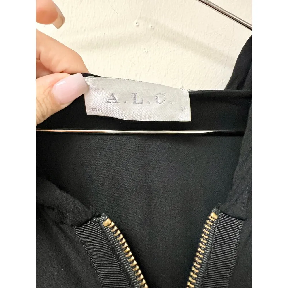 A.L.C Long Sleeve 1/2 Zip Hi-Low Hem Pullover Hoodie Black Women's Size XS - Image 2