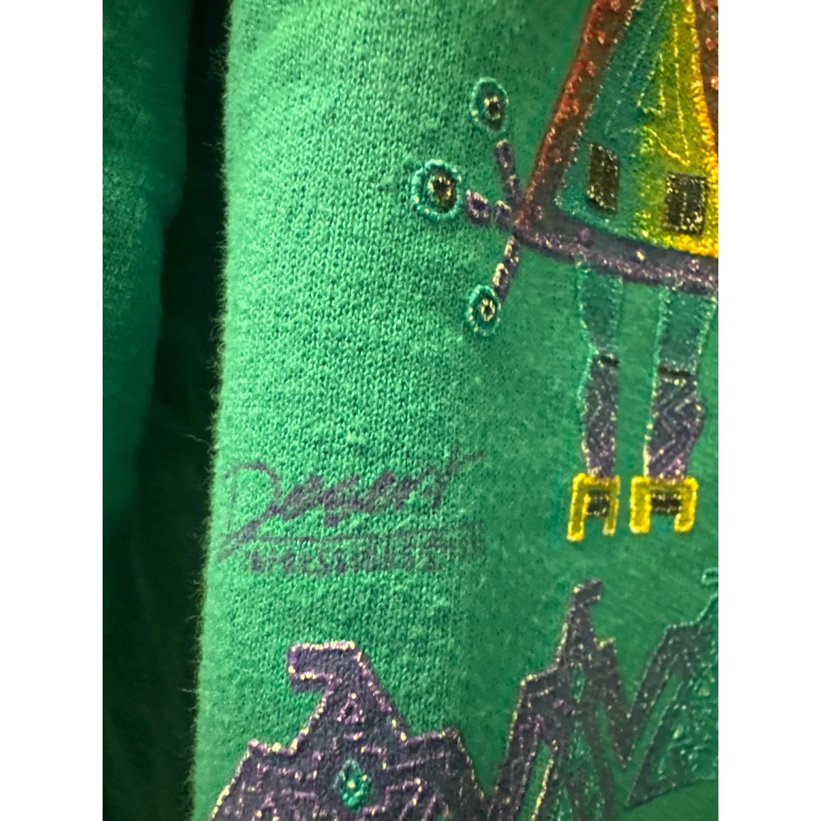 Vintage Jerzees Sweatshirt‎ Native American Inspired Art Teal L - Image 5