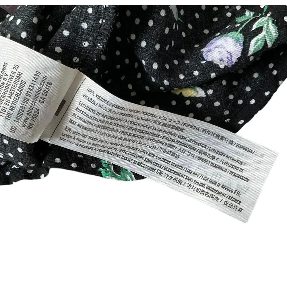 Abercrombie & Fitch Black Floral Polka Dot Button Up Women's Size Medium | 41-65 - Image 4