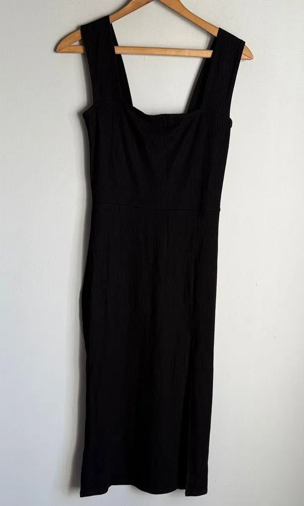 REFORMATION Black Cassi Ribbed Knit Dress Small - Image 2