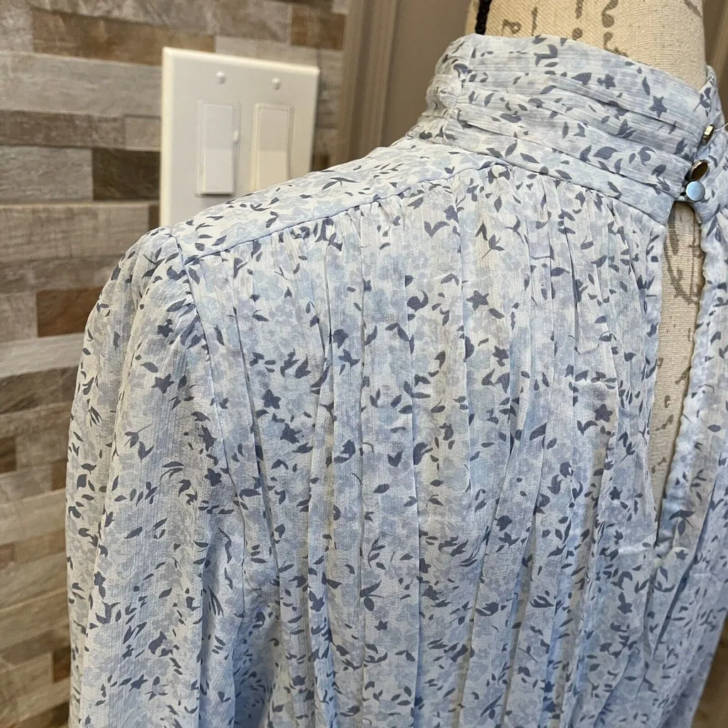 House Of Harlow 1960 x REVOLVE Blue Smocked Mini Ruffled Floral Dress Size M - Image 14