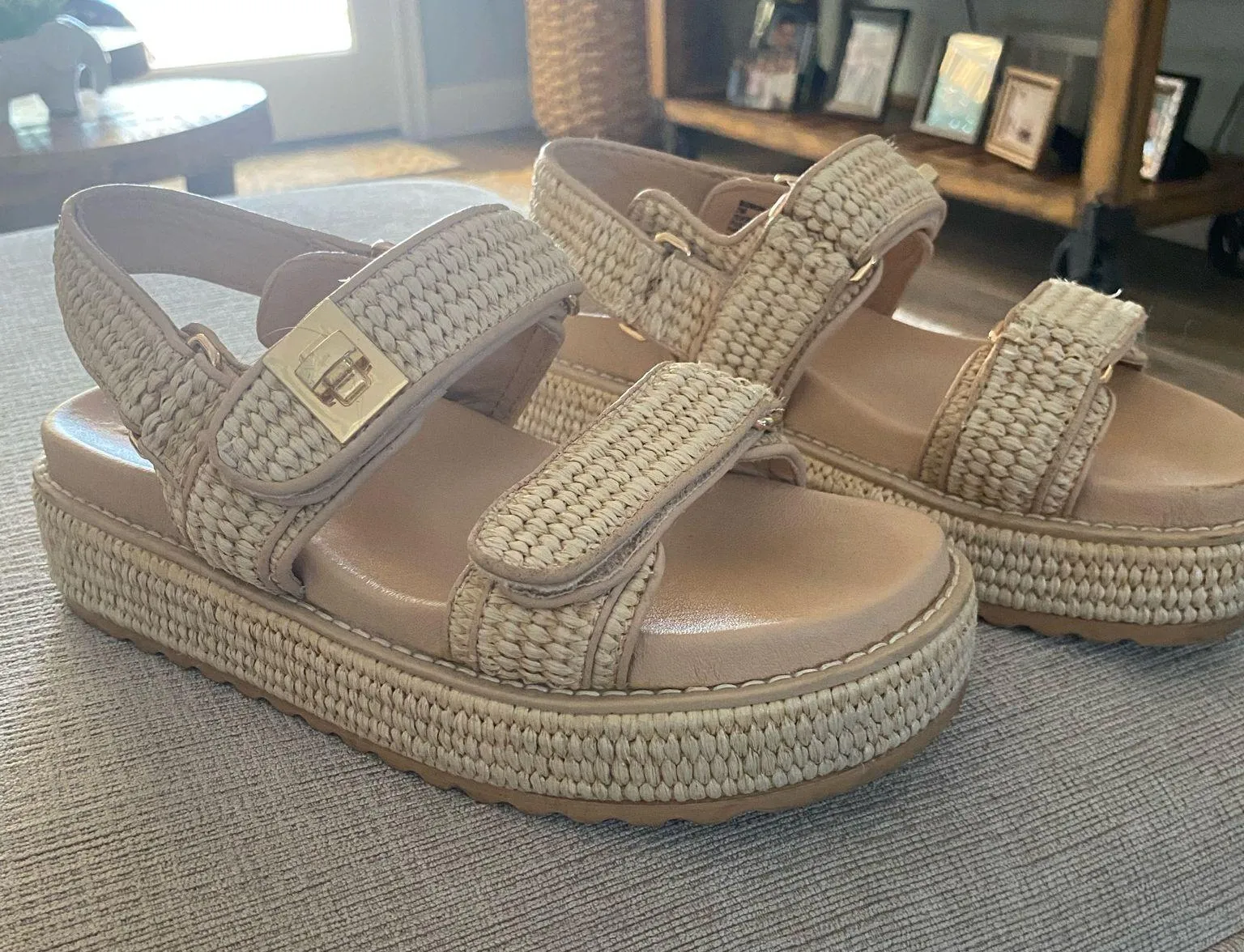 Steve Madden Bigmona Natural Raffia Sandals 7 - Image 3