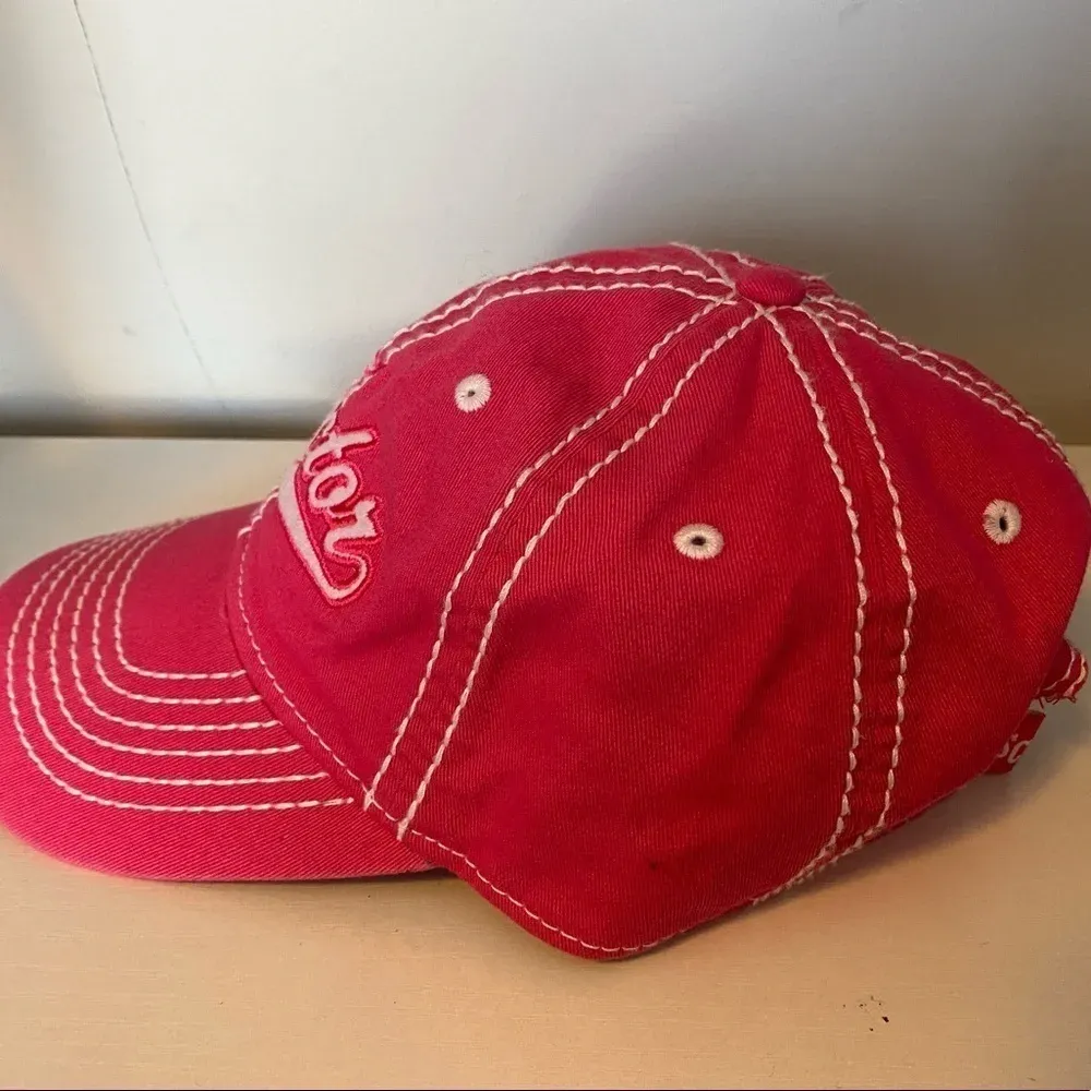 Woman’s Tractor Supply‎ Adjustable Hat Pink with White Stiching - Image 2