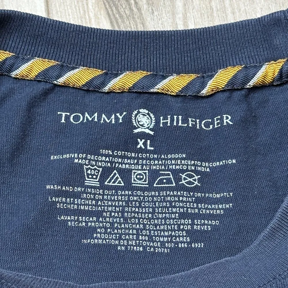Tommy Hilfiger XL Lions Baseball Tee Long Sleeve Yellow Navy Vintage - Image 5