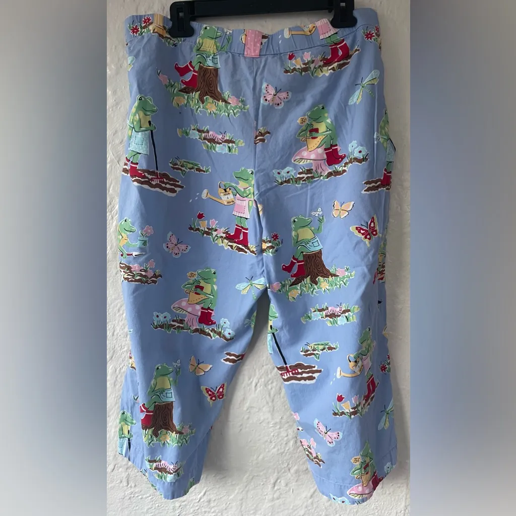 Nick + Nora light blue cropped 100% cotton spring gardening frog pajama pants;XL - Image 6