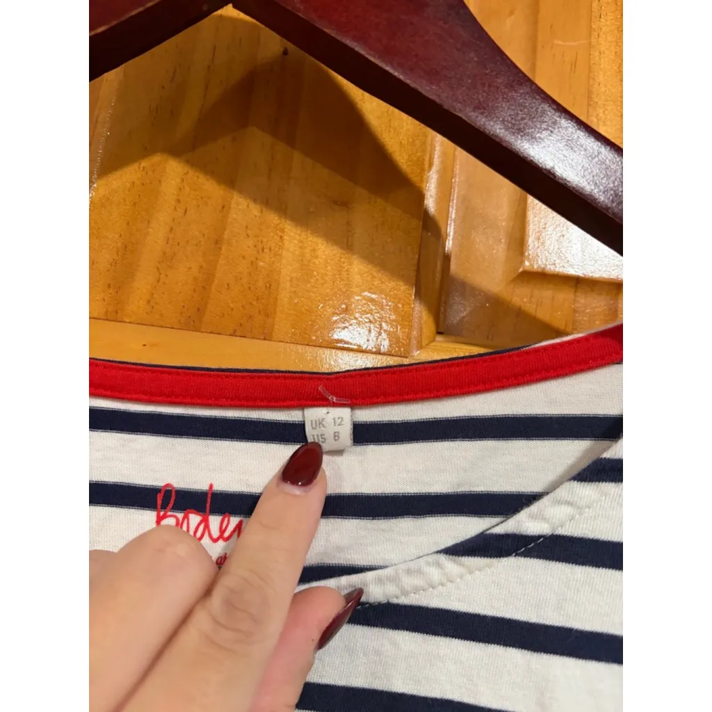 Boden Breton Stripe Long Sleeve T-Shirt Women’s Size 8 US Navy Blue White Classi - Image 3
