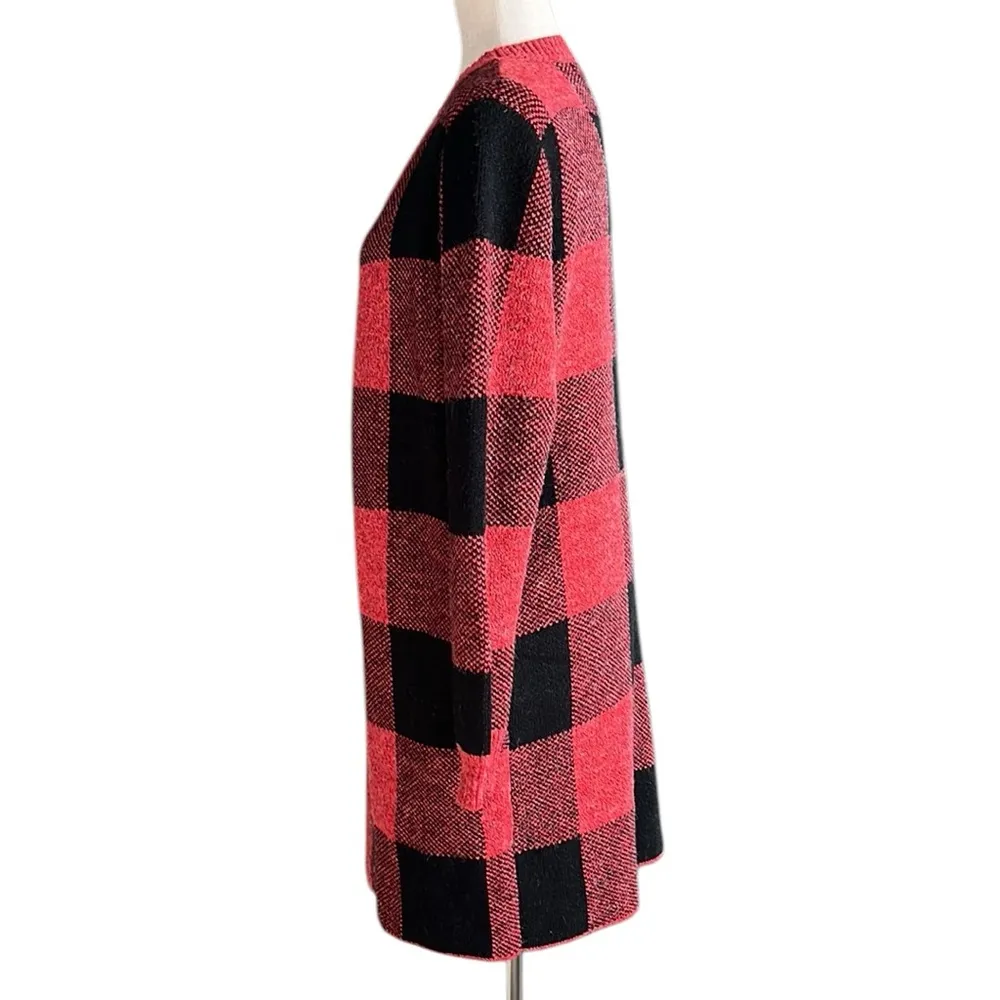 Monteau Buffalo Check Cardigan with Pockets - Image 5