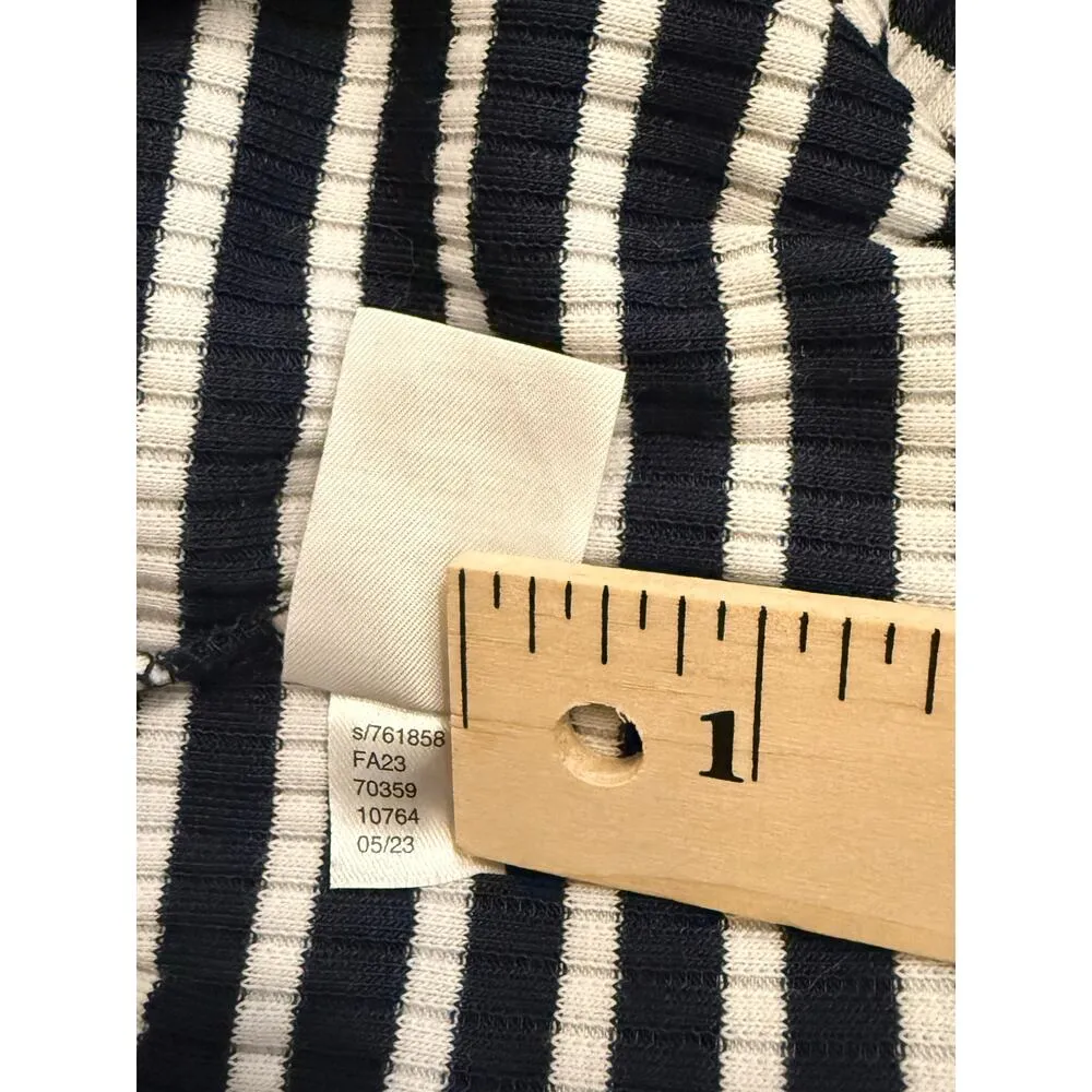EUC LOFT Women's Navy White Striped Collared Blouse Large - Image 7