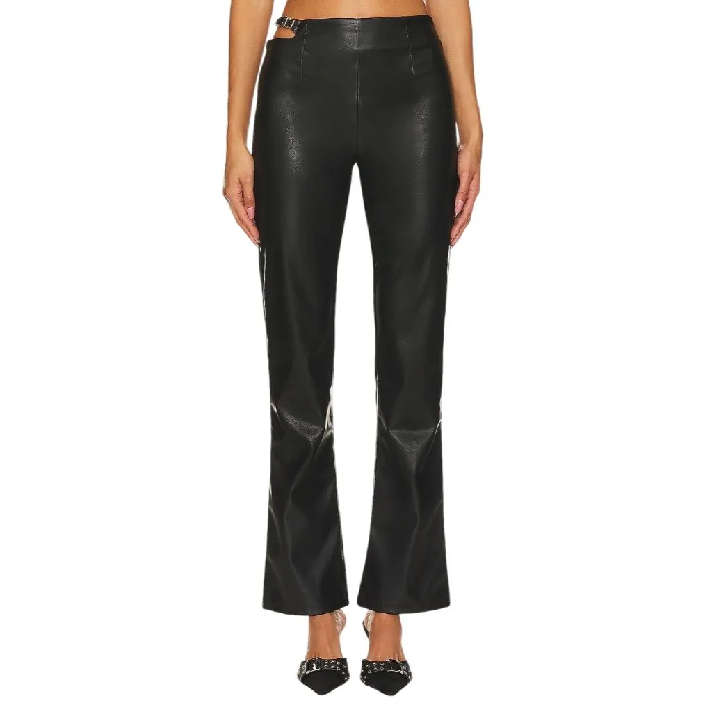 superdown Kaitlyn Faux Leather Pant in Black X-Small New Womens Vegan Trousers - Image 2