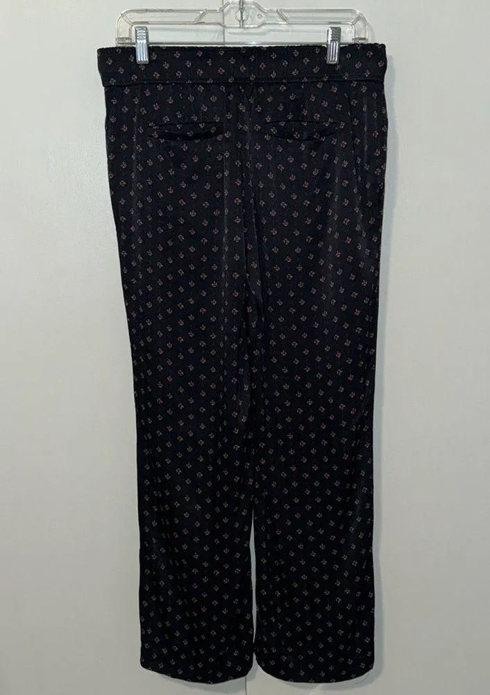 Ann Taylor LOFT Geo Fluid Drawstring Pants Navy Blue Satin Women’s 2 - Image 4
