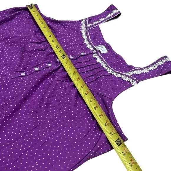 NWOT Aria Collection Cotton Purple White Polka Dot Tank Sleep Dress Mumu 3X - Image 12