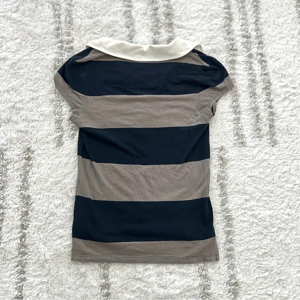 Nallie Polo Shirt with Navy and Gray Stripes in Size S - Image 4